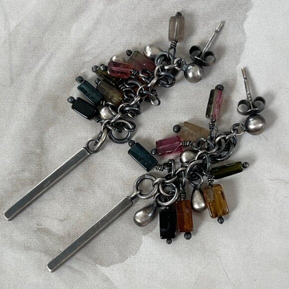 EWAWOMPE Jewelry on Etsy: Rough Garnet, Raw Amber & Sterling Earrings: NWOT! - Picture 1 of 4